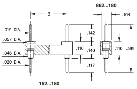 Mechanical Drawing - Mill-Max Shrink DIP Headers & Strips
