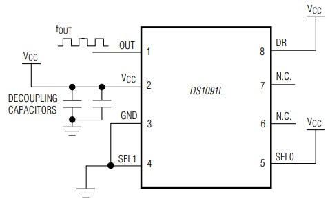 Application Circuit Diagram - Analog Devices / Maxim Integrated DS1091L Spread-Spectrum EconOscillator™