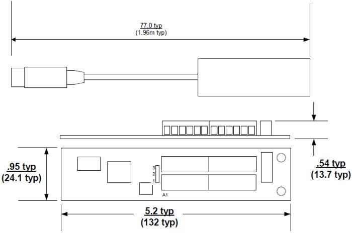 Mechanical Drawing - DLP Design DLP-IO14 14-Channel Data-Acquisition Module
