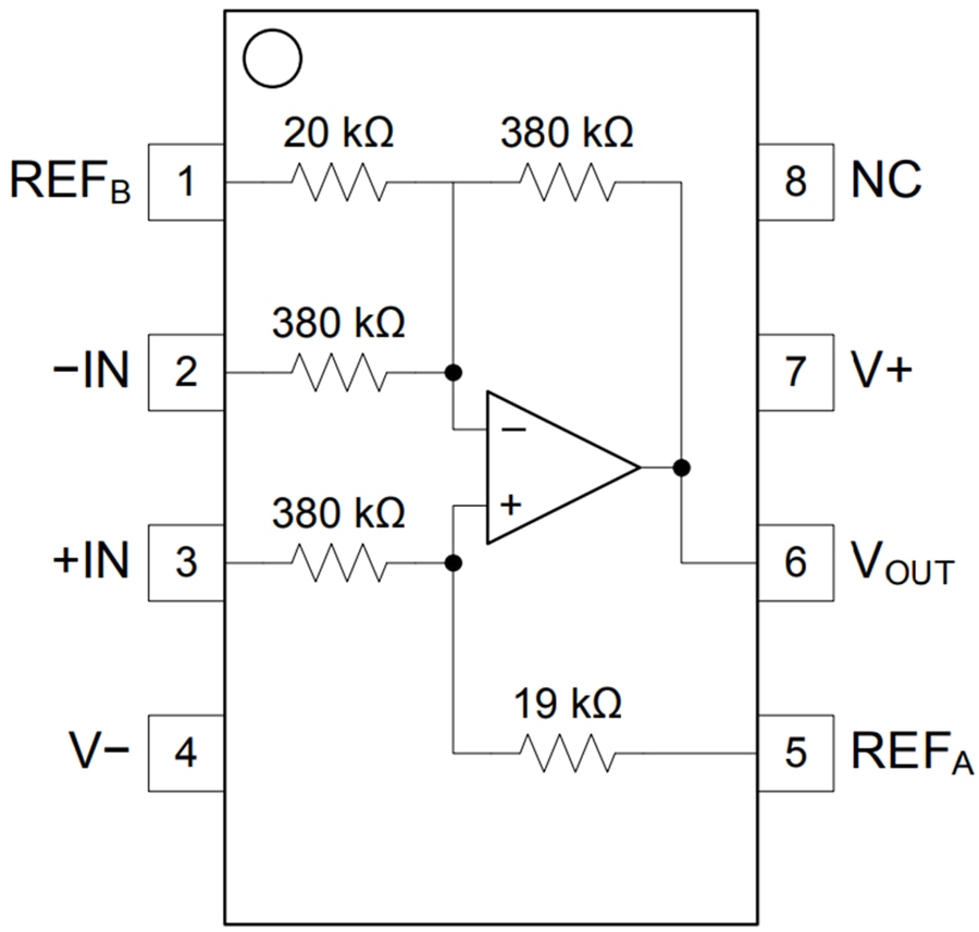Application Circuit Diagram - Texas Instruments INA149 Common-Mode Voltage Difference Amplifier