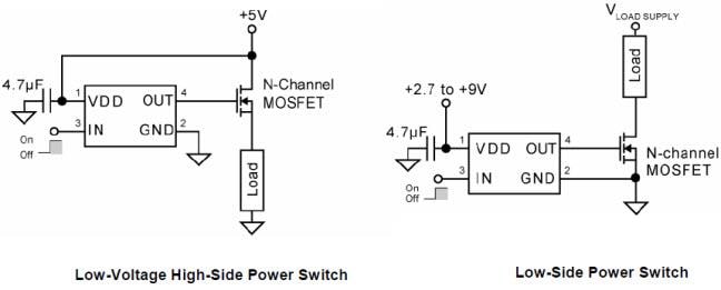 Application Circuit Diagram - Microchip Technology MIC5019 High-Side N-Channel MOSFET Driver