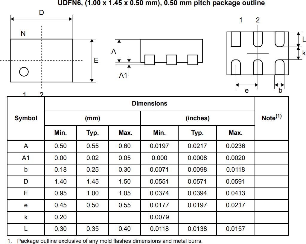 Mechanical Drawing - STMicroelectronics SR1 4-Pin Smart Reset™ Switch