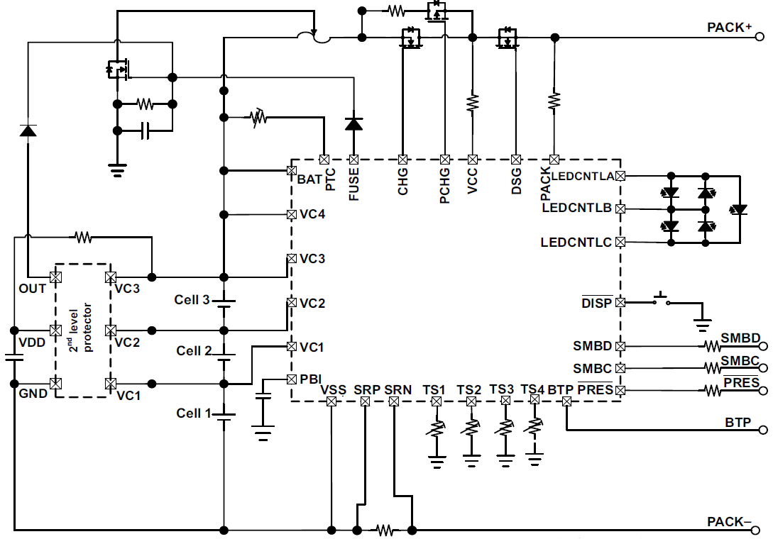 Schematic - Texas Instruments bq4050 1-4 Series CEDV Battery Fuel Gauge