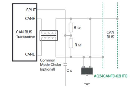 Application Circuit Diagram - Littelfuse AQ24CANFD 200W TVS Diode Array