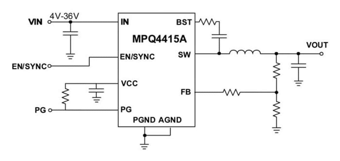 Application Circuit Diagram - Monolithic Power Systems (MPS) MPQ4415A Synchronous Step-Down Converters