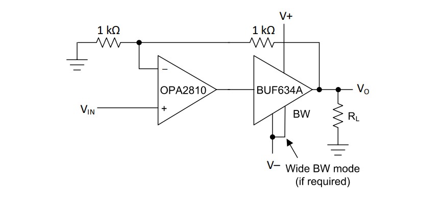 Application Circuit Diagram - Texas Instruments BUF634A 36V High-Speed Buffers