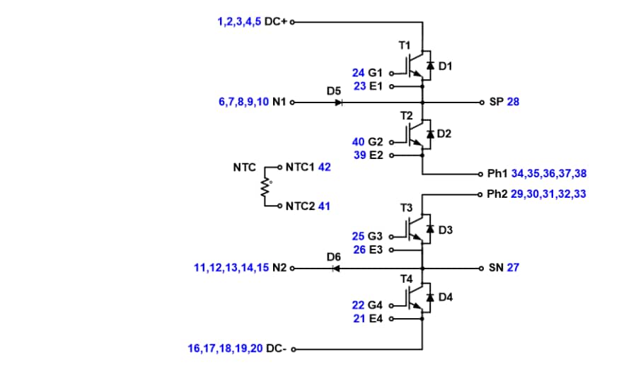 Schematic - onsemi Three-Level NPC Q2Pack & Q2BOOST Modules