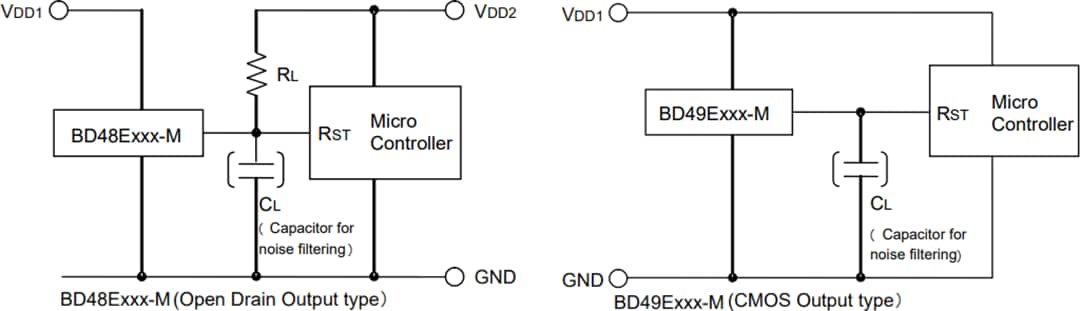 Application Circuit Diagram - ROHM Semiconductor BD48 & BD49 Automotive Voltage Detector ICs