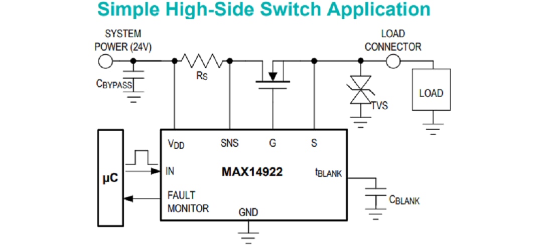 Application Circuit Diagram - Analog Devices Inc. MAX14922 High-Side Switch Controller