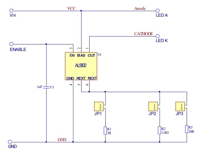 Schematic - Diodes Incorporated AL5802EV1 Evaluation Board