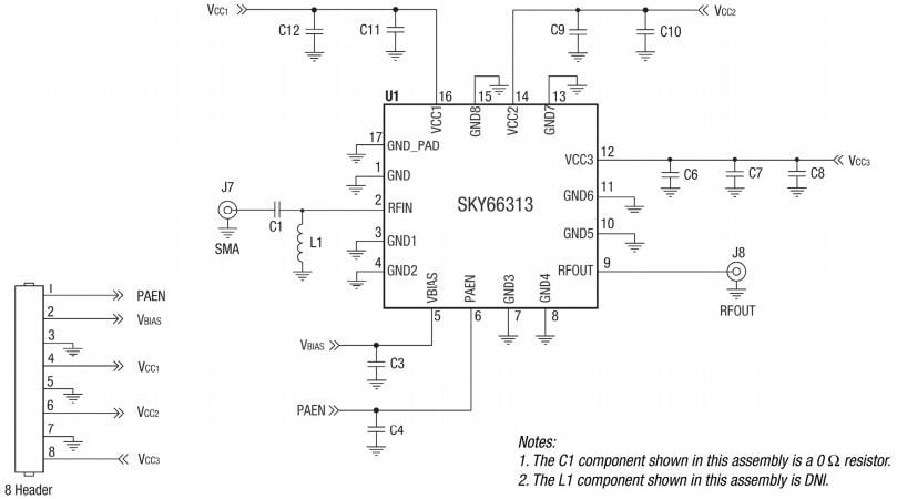 Schematic - Skyworks Solutions Inc. SKY66313-11 High-Efficiency Power Amplifier