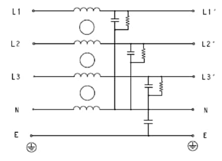Application Circuit Diagram - TE Connectivity KEB & KES 3-Phase General Purpose EMI Filters