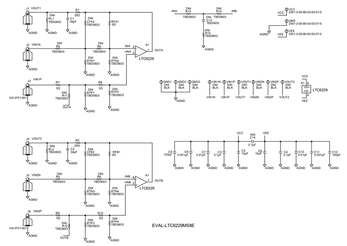 Schematic - Analog Devices Inc. EVAL-LTC6229MS8E Evaluation Board