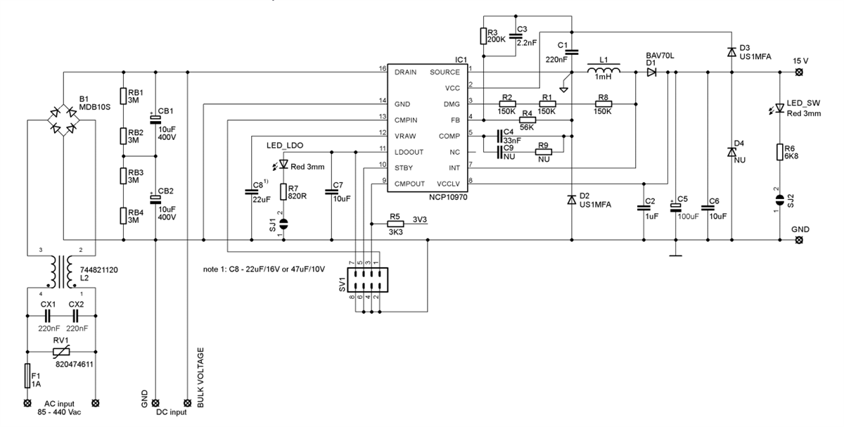 Schematic - onsemi NCP10970BGEVB Evaluation Board