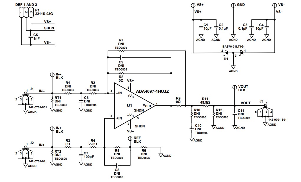 Schematic - Analog Devices Inc. EVAL-ADA4097-1 Evaluation Kit