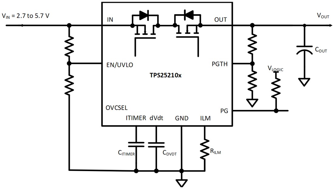 Schematic - Texas Instruments TPS2521x 4A eFuses