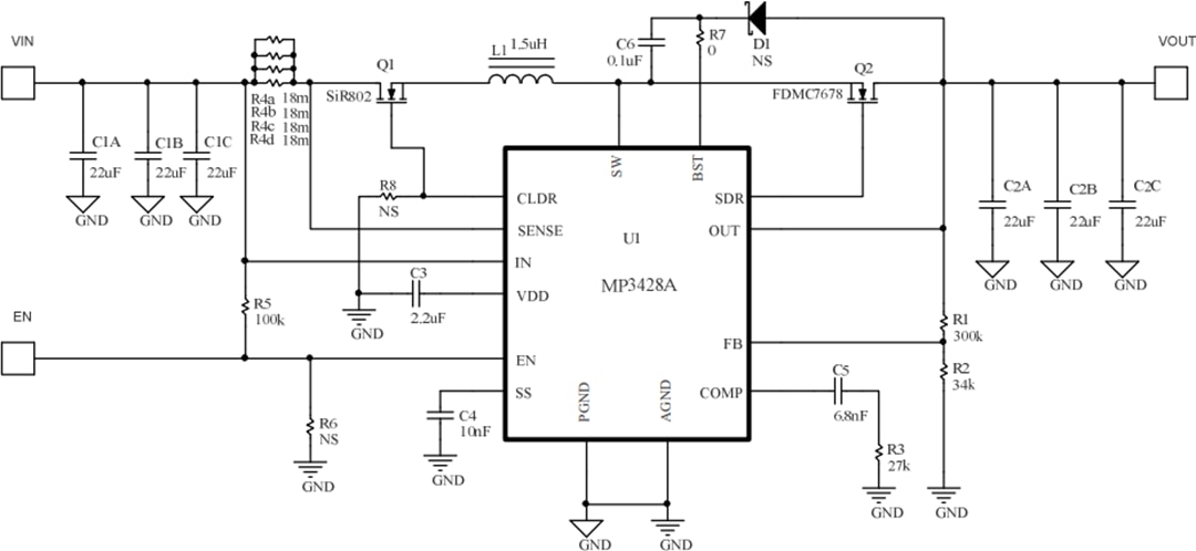 Schematic - Monolithic Power Systems (MPS) EV3428A-L-00A Evaluation Board