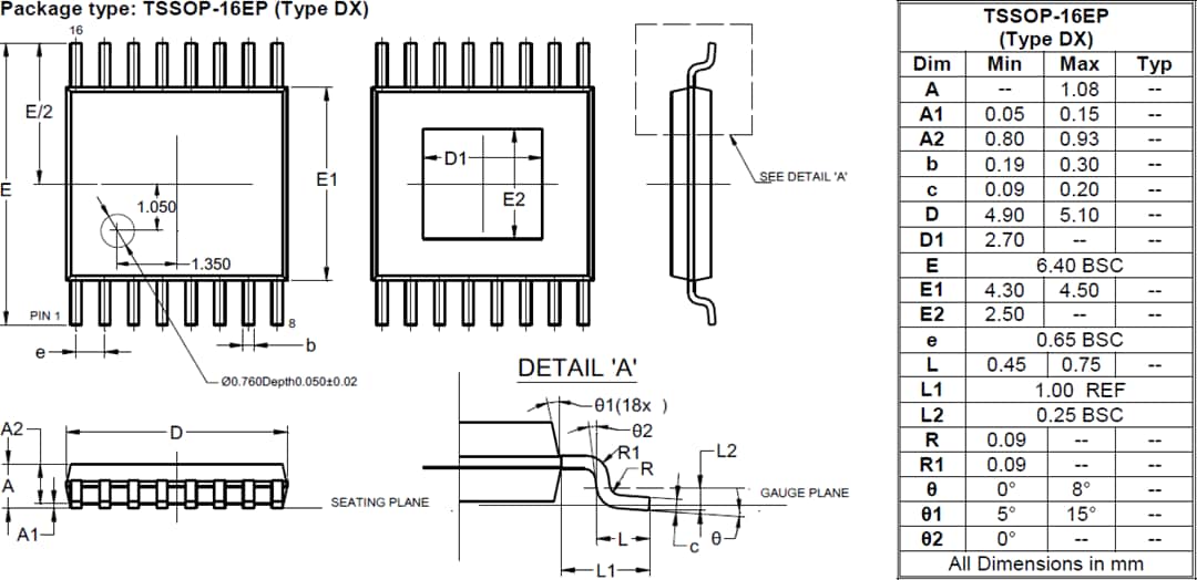 Mechanical Drawing - Diodes Incorporated AL5873Q Automotive LED Driver