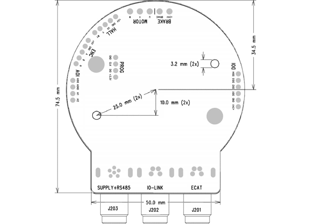 Mechanical Drawing - Analog Devices / Maxim Integrated TMCM-1617-GRIP-REF Reference Design