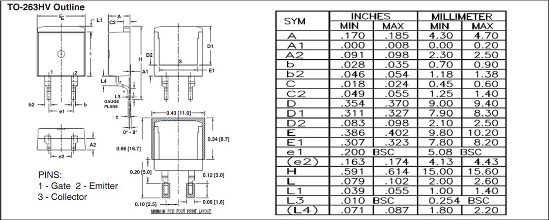 Mechanical Drawing - IXYS IXBx14N300HV Reverse Conducting BiMOSFET™ IGBTs