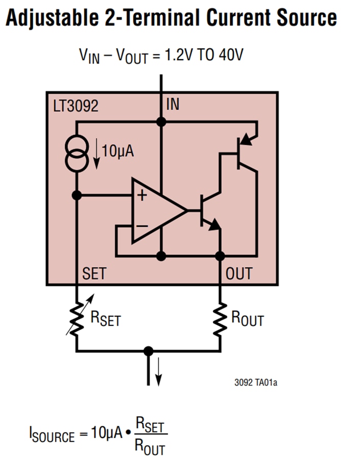 Application Circuit Diagram - Analog Devices Inc. LT3092 Programmable 2-Terminal Current Source