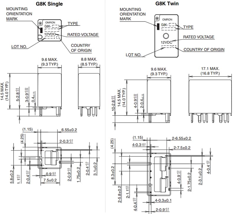 Omron Electronics G8K Miniature Power PCB Relays