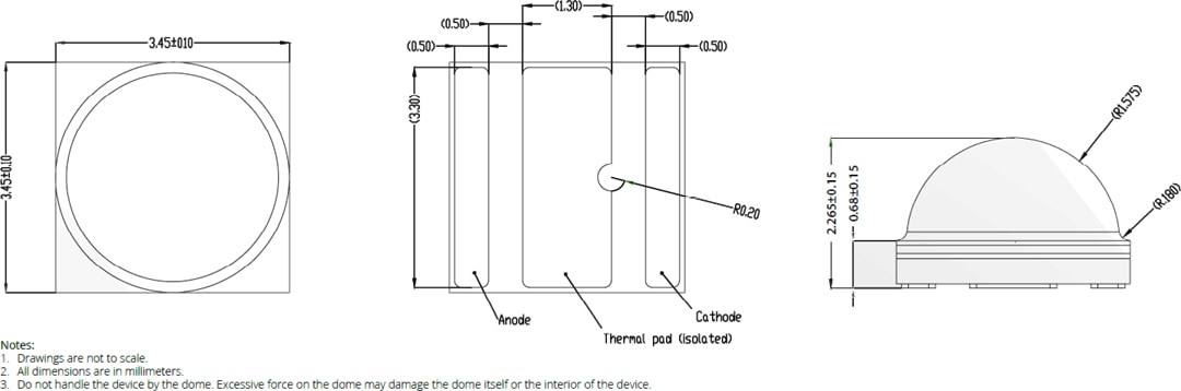 Mechanical Drawing - Lumileds LUXEON SunPlus HPE Deep Red LED