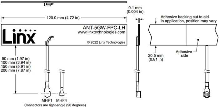 TE Connectivity / Linx Technologies ANT-5GW-FPC-LH Flexible Cellular Sub-6 5G Antennas