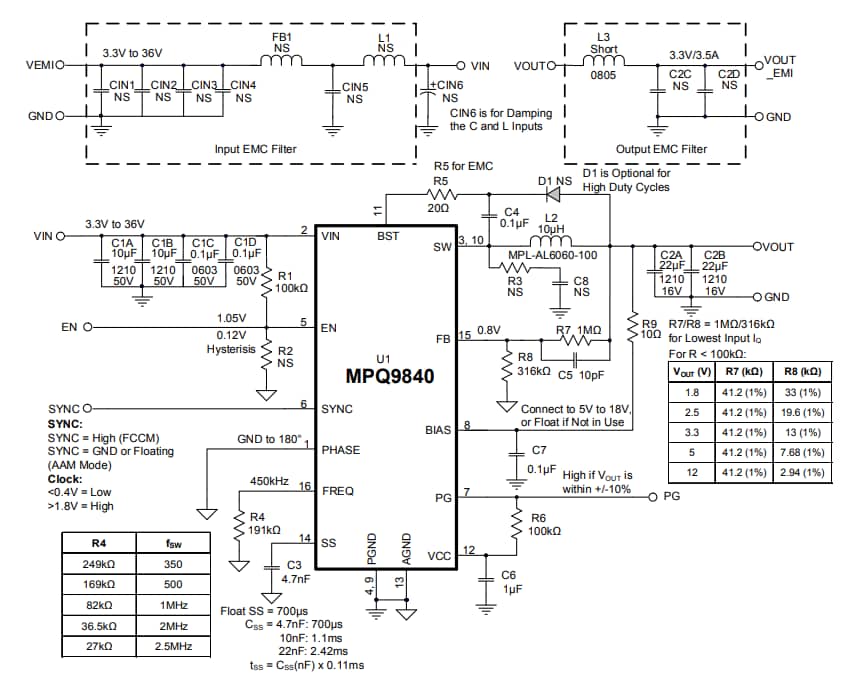 Schematic - Monolithic Power Systems (MPS) EVBL9840-L-00A Evaluation Board