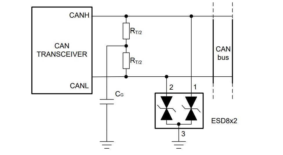Application Circuit Diagram - Texas Instruments ESD8x2 2-Channel, 36V ESD Protection Diodes