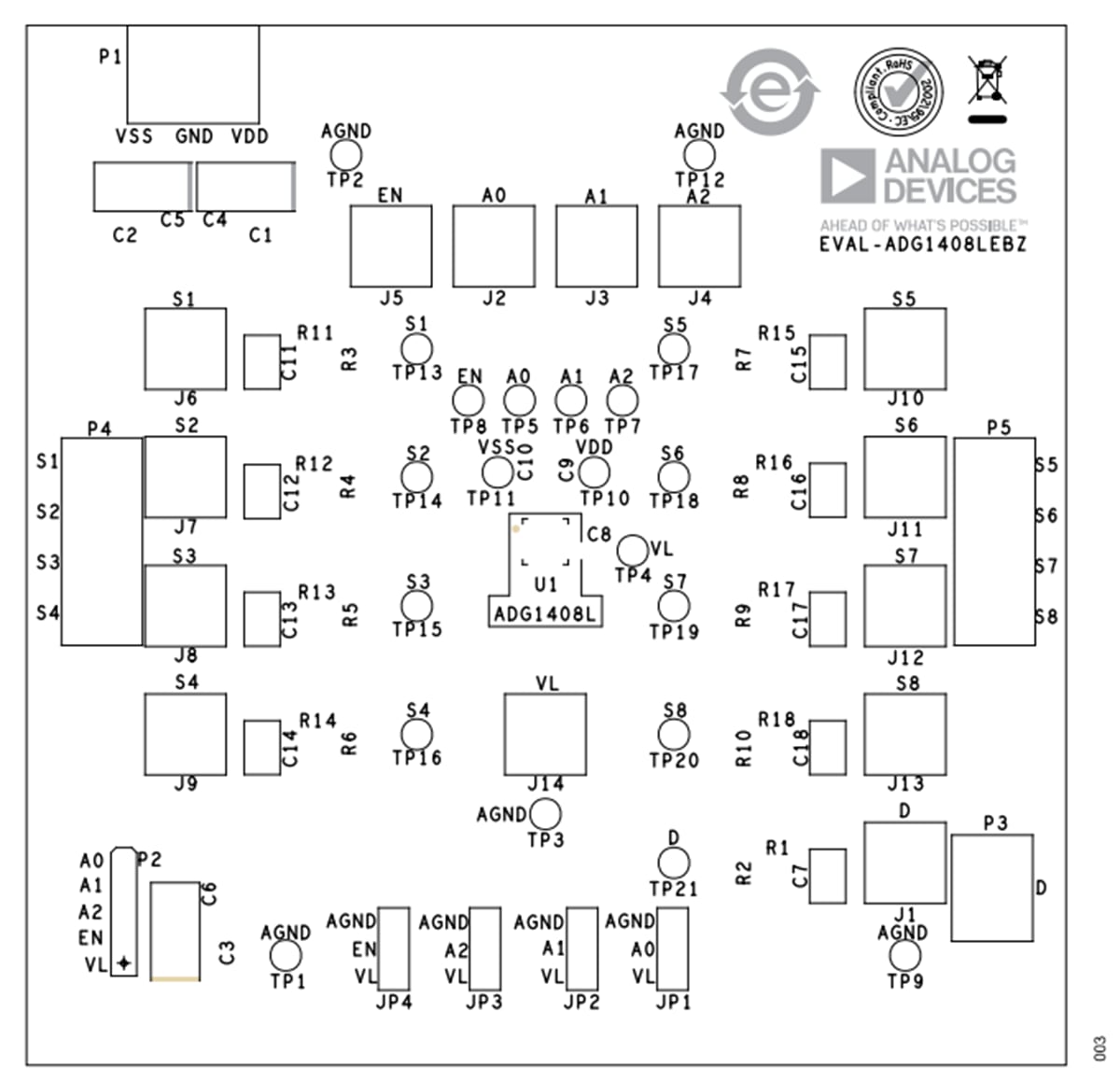 Schematic - Analog Devices Inc. EVAL-ADG1408LEBZ Evaluation Board
