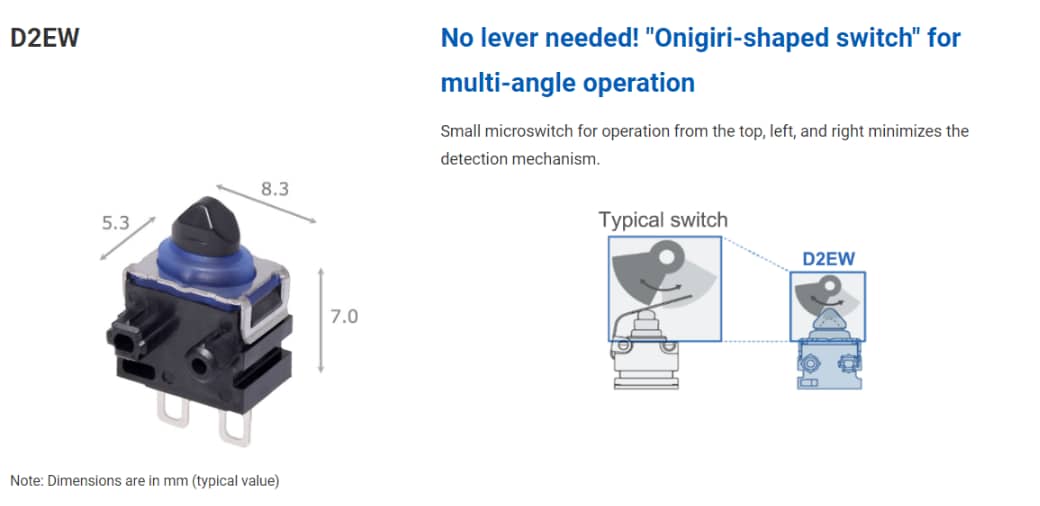 Location Circuit - Omron Electronics D2EW Sealed Ultra-Subminiature Basic Switches