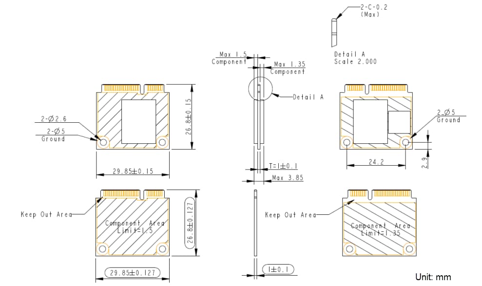 Mechanical Drawing - Apacer Technology Inc. SH250-300B Serial ATA Flash Drives