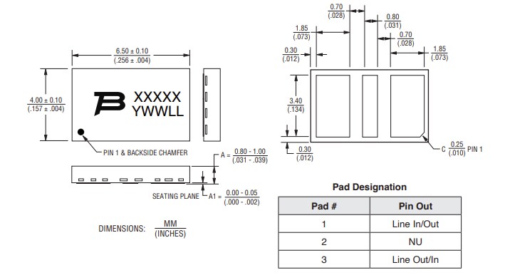 Mechanical Drawing - Bourns TBU-CA-Q TBU® High-Speed Protectors