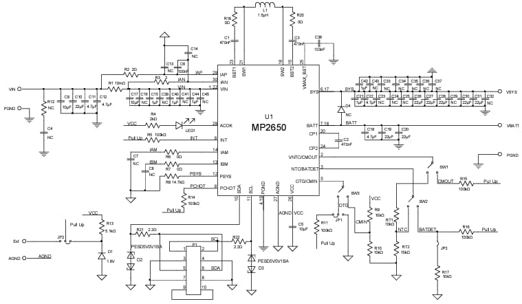 Schematic - Monolithic Power Systems (MPS) EV2650-V-01A Evaluation Board