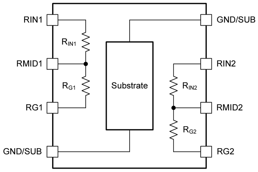 Block Diagram - Texas Instruments RES11A Matched Thin-Film Resistor Dividers