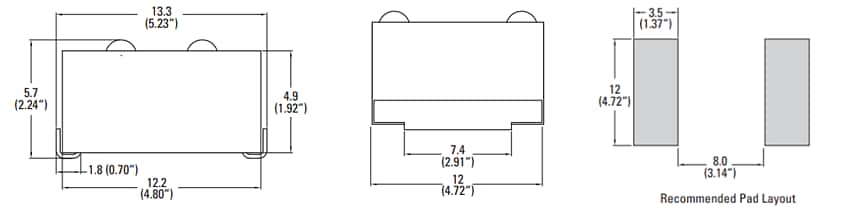 Mechanical Drawing - Littelfuse NANO 871 Series High-Current SMD Fuses