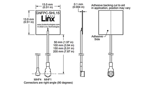 Chart - TE Connectivity / Linx Technologies ANT-GNFPC-SAHL1 Flexible Embedded L1 GNSS Antennas