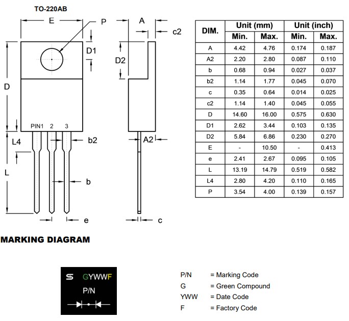 Mechanical Drawing - Taiwan Semiconductor TST Trench Schottky Rectifiers