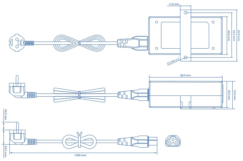 Mechanical Drawing - Teltonika PR324EUB EU Single Port Passive PoE Injector