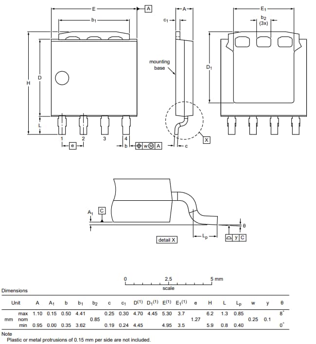 Mechanical Drawing - Nexperia BUK7J2R4-80M N-channel MOSFET
