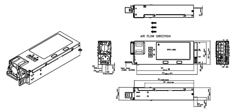 Mechanical Drawing - Delta Electronics DPS Front-End Power Supplies