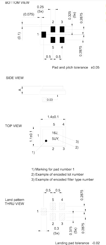 Mechanical Drawing - Qualcomm RF360 B9660 SAW RF Filter
