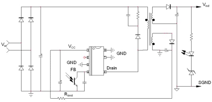 Application Circuit Diagram - onsemi NCV1077 High-Voltage Switching Regulators