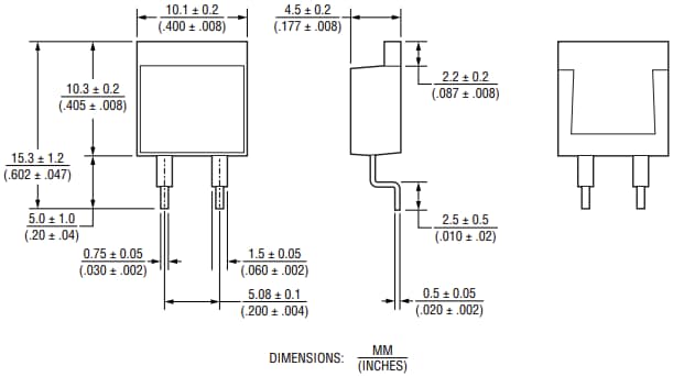 Mechanical Drawing - Bourns PFS35 Riedon™ Thick Film Resistors