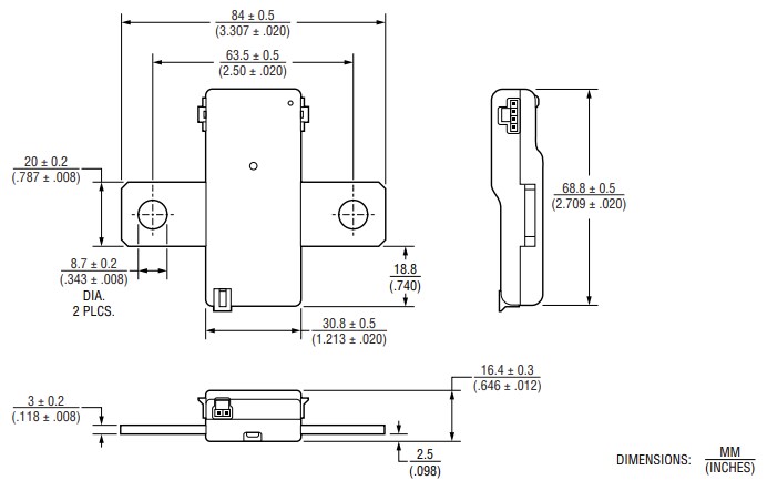 Mechanical Drawing - Bourns SSD Shunt Current Sensors