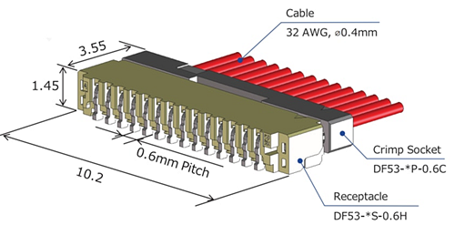 Mechanical Drawing - Hirose Electric DF53 Wire-to-Board Connectors