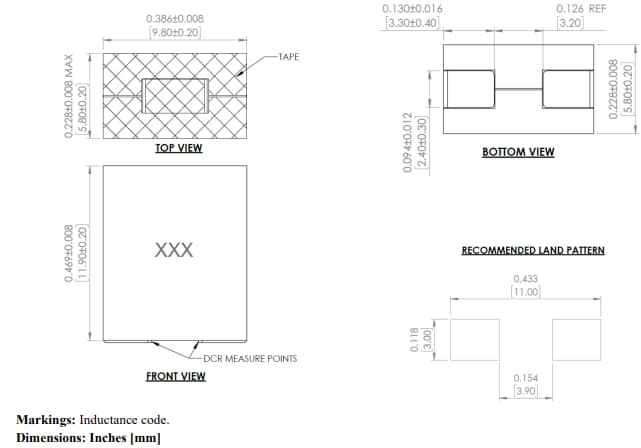 Mechanical Drawing - Abracon AVR-1Z100612S Vertically Assembled Power Inductors
