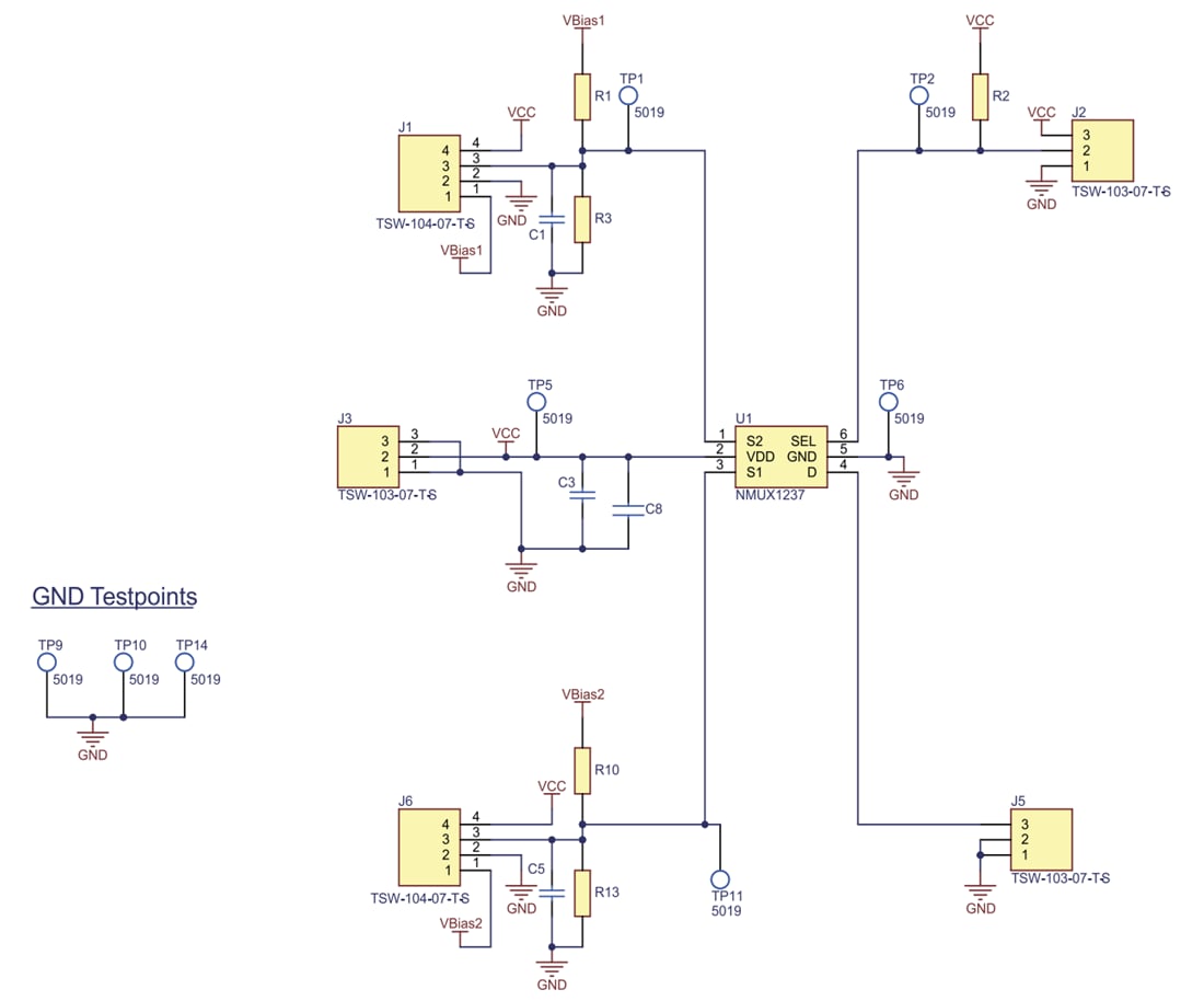 Schematic - Nexperia NMUX1237 Multiplexer/Demultiplexer Eval Board