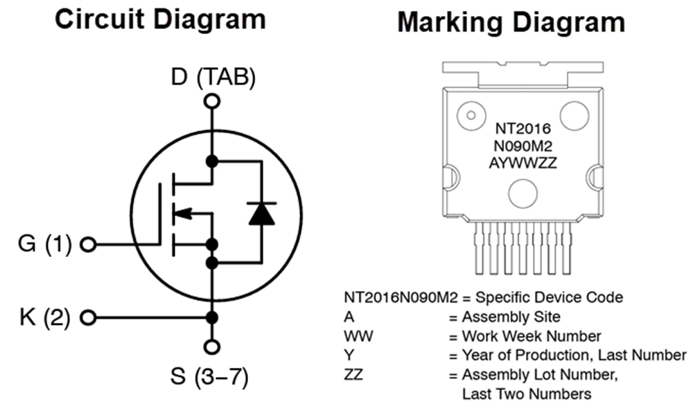 Schematic - onsemi NVT201xN0 M2 SiC N-Channel MOSFETs